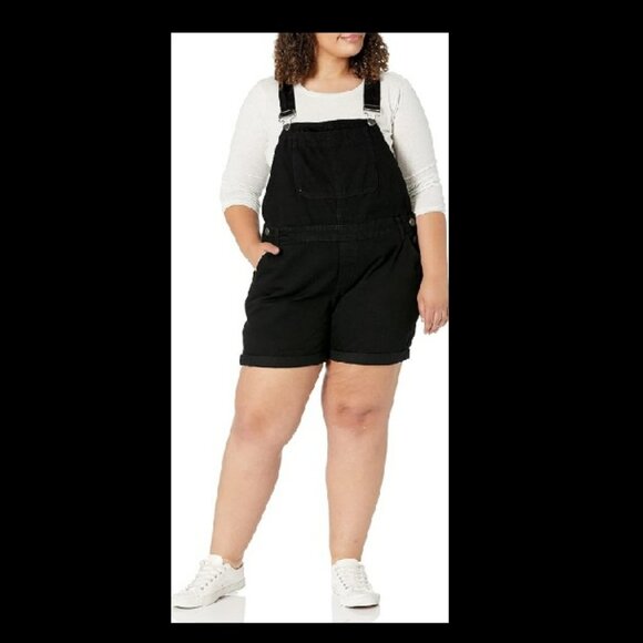NWT Black Short Denim Overalls Sz 20 - Picture 1 of 12